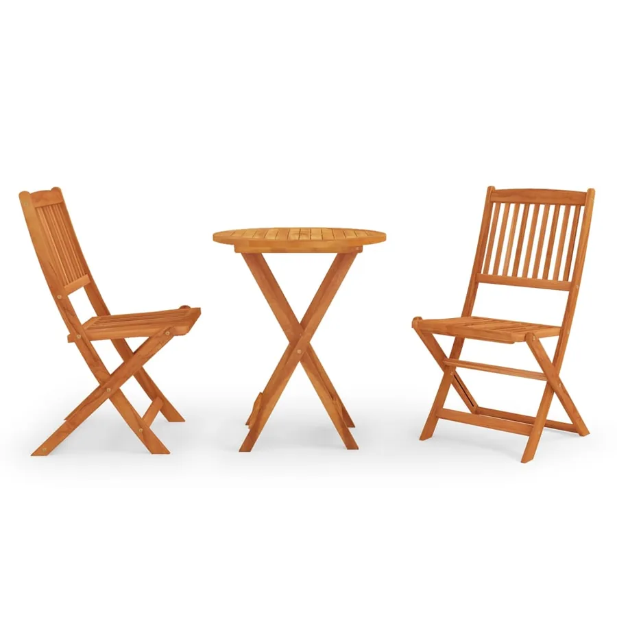 Ensemble à manger d'extérieur pliable 3 pcs Bois d'eucalyptus