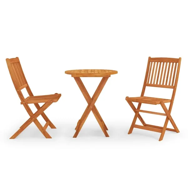 Ensemble à manger d'extérieur pliable 3 pcs Bois d'eucalyptus