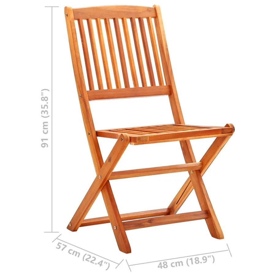 Ensemble à manger d'extérieur pliable 3 pcs Bois d'eucalyptus - 15