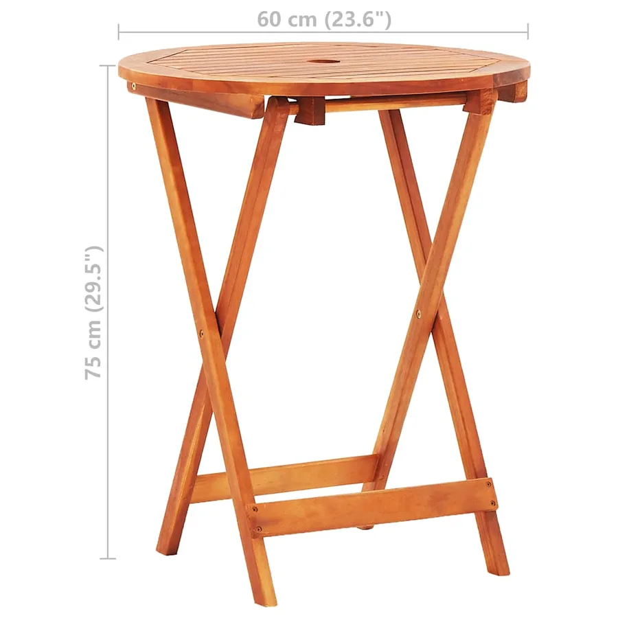 Ensemble à manger d'extérieur pliable 3 pcs Bois d'eucalyptus - 16