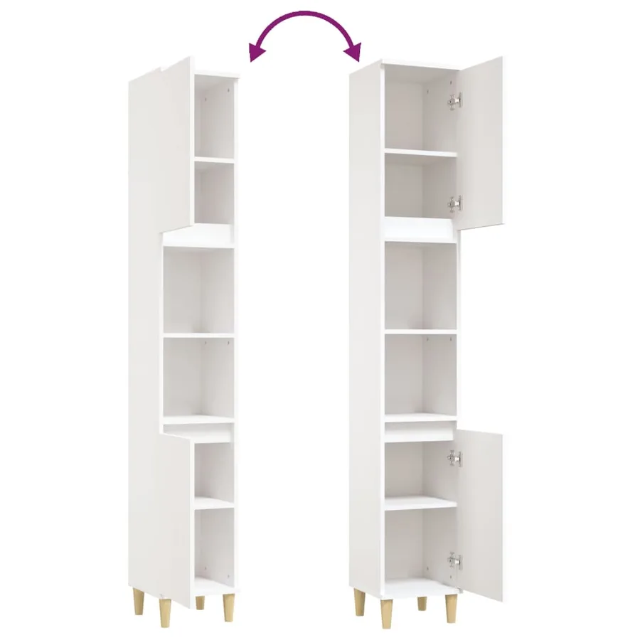 Armoire de salle de bain blanc 30x30x190 cm bois d'ingénierie - 9