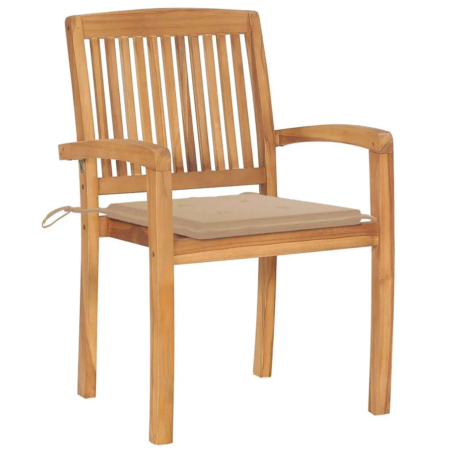 Chaises de jardin lot de 2 avec coussins bleu royal Teck massif - 2