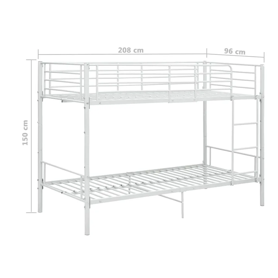Lit superposé sans matelas blanc métal 90x200 cm - 8