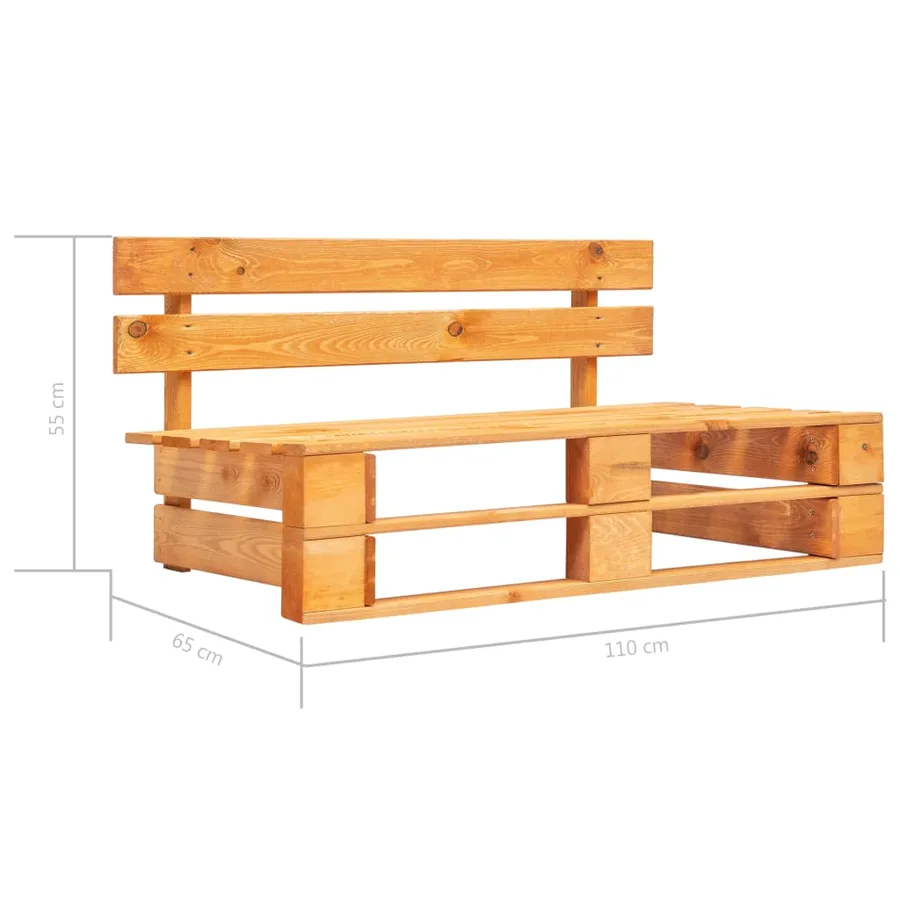 Canapé central palette de jardin marron miel bois pin imprégné - 6