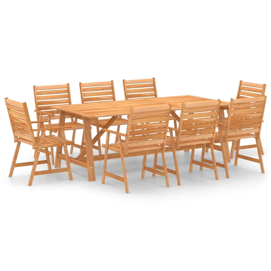 Ensemble à manger de jardin 9 pcs Bois d'acacia solide - 2