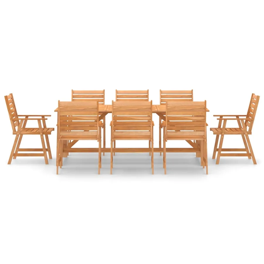 Ensemble à manger de jardin 9 pcs Bois d'acacia solide - 3