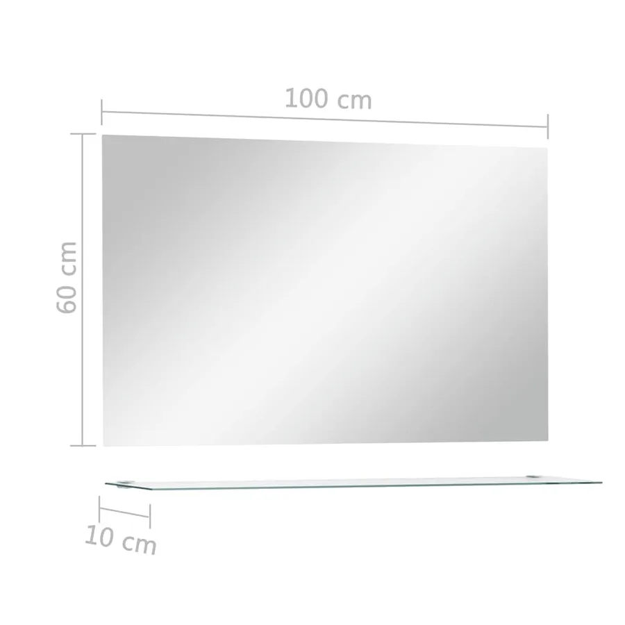 Miroir mural avec étagère 100x60 cm Verre trempé - 6