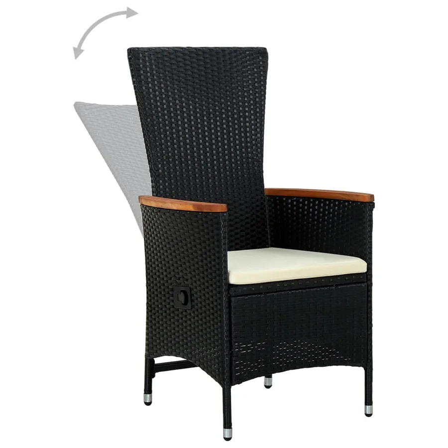 Ensemble à manger de jardin avec coussins 5 pcs Noir - 5