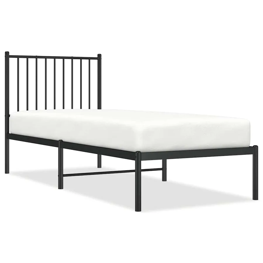Cadre de lit métal sans matelas avec tête de lit noir 80x200 cm - 2