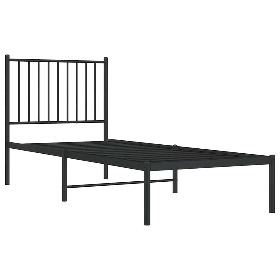 Cadre de lit métal sans matelas avec tête de lit noir 80x200 cm - 3