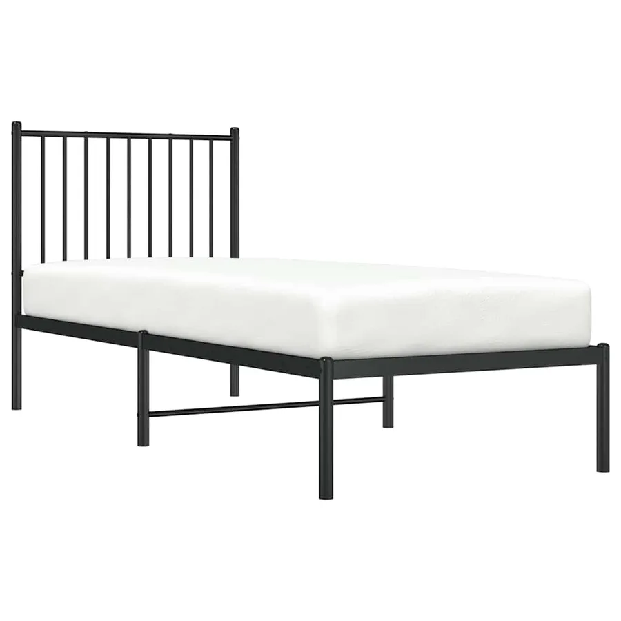 Cadre de lit métal sans matelas avec tête de lit noir 80x200 cm - 4