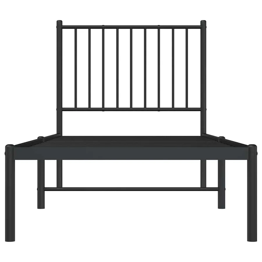 Cadre de lit métal sans matelas avec tête de lit noir 80x200 cm - 5