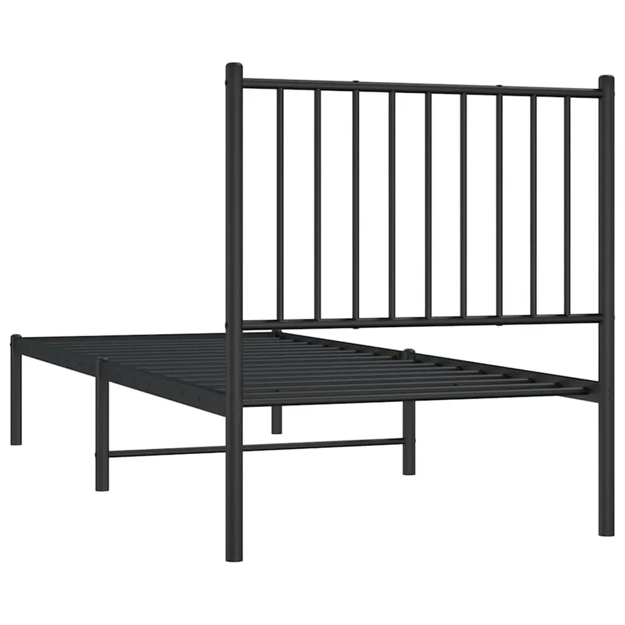 Cadre de lit métal sans matelas avec tête de lit noir 80x200 cm - 7