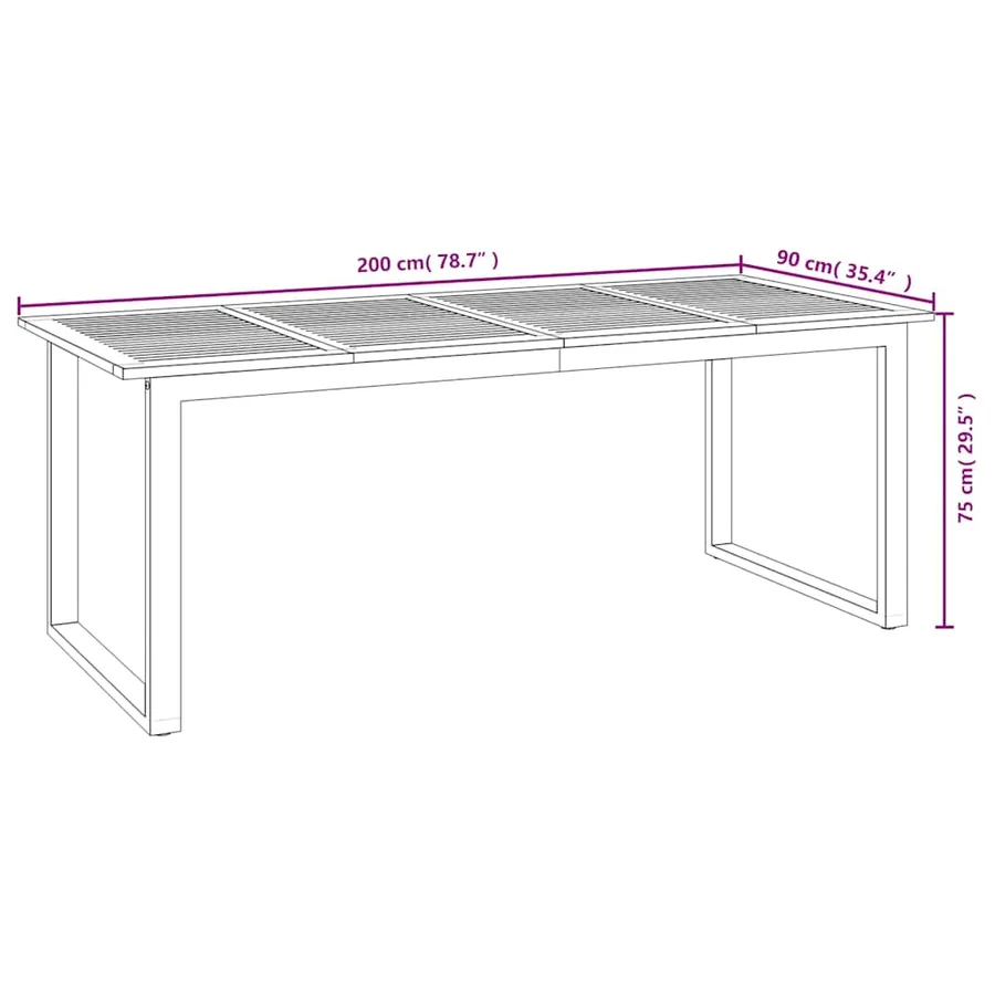 Ensemble à manger de jardin 7 pcs bois d'acacia solide et métal - 8