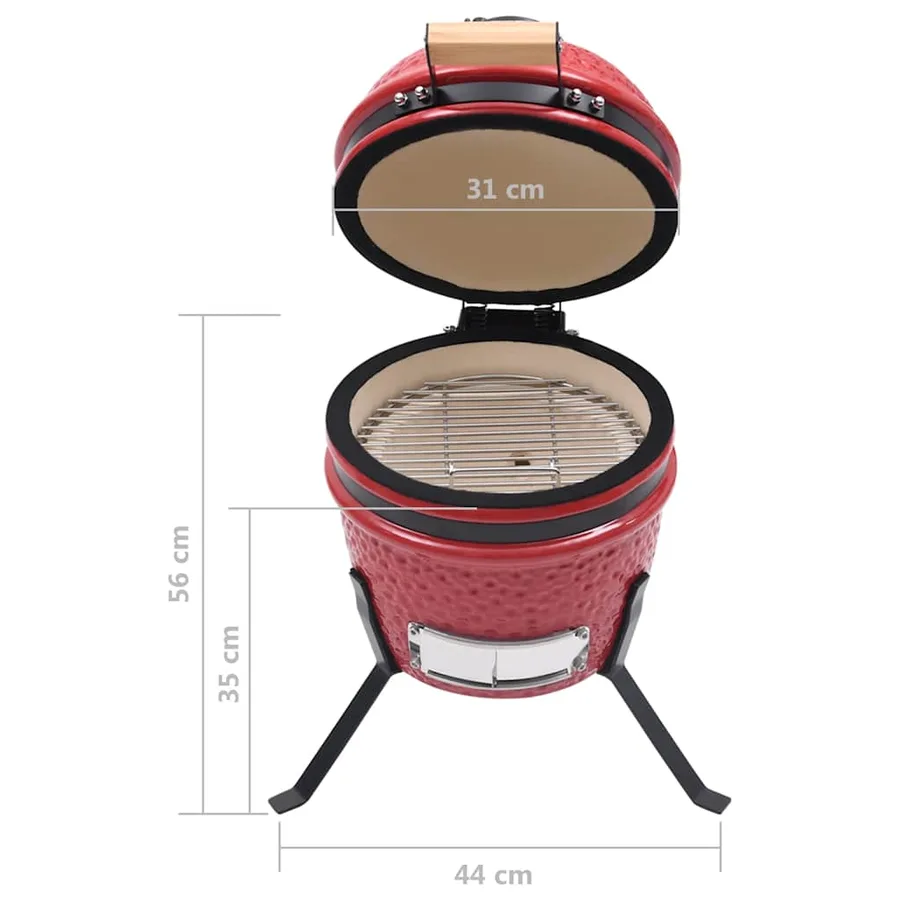 Barbecue à fumoir Kamado 2-en-1 Céramique 56 cm Rouge - 12