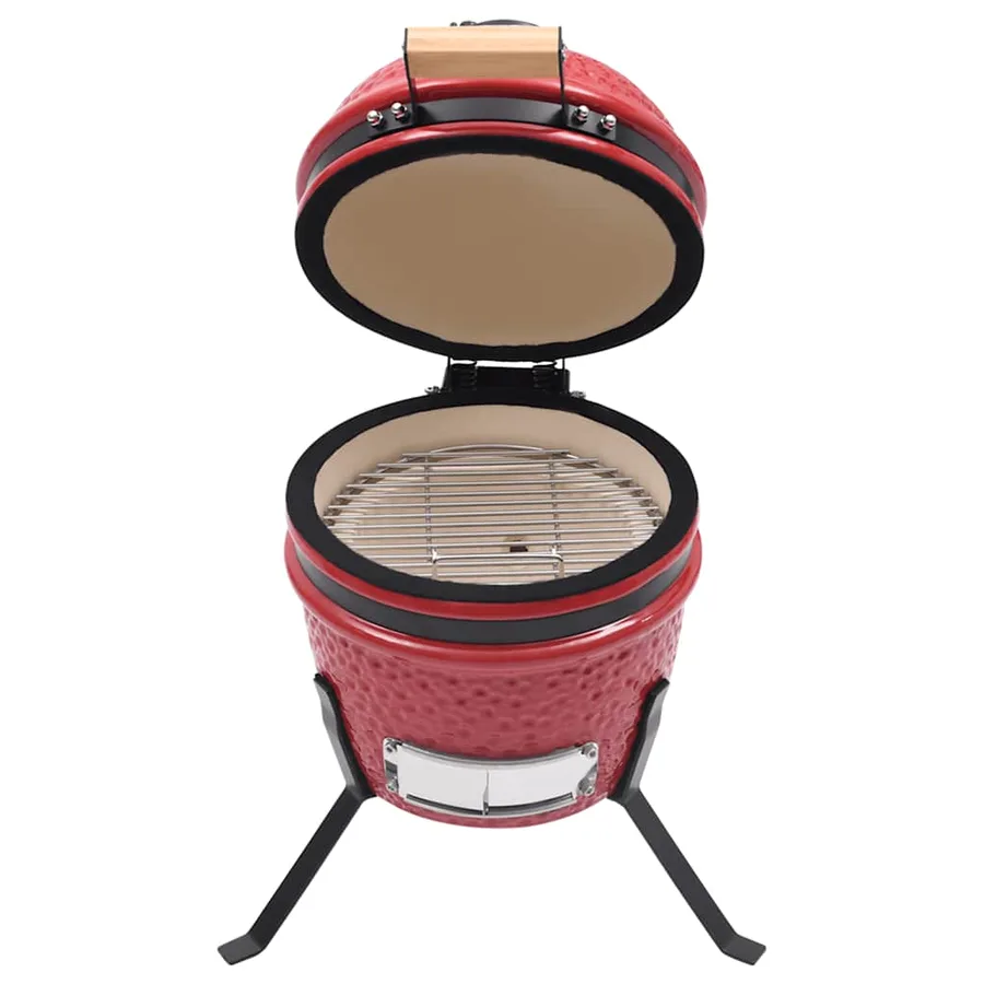 Barbecue à fumoir Kamado 2-en-1 Céramique 56 cm Rouge - 2
