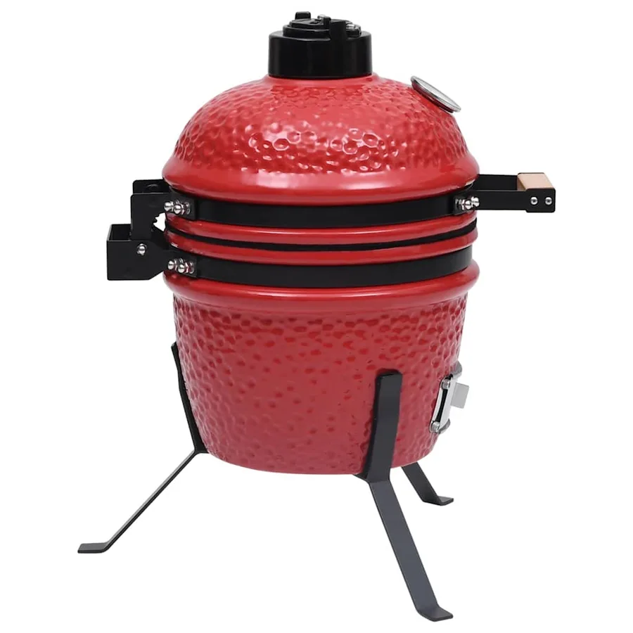 Barbecue à fumoir Kamado 2-en-1 Céramique 56 cm Rouge - 6
