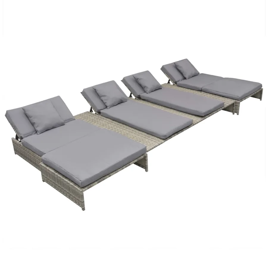 Salon de jardin 5 pcs avec coussins Résine tressée Gris - 5