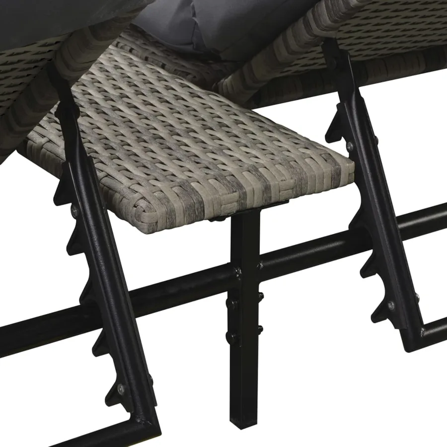 Salon de jardin 5 pcs avec coussins Résine tressée Gris - 9