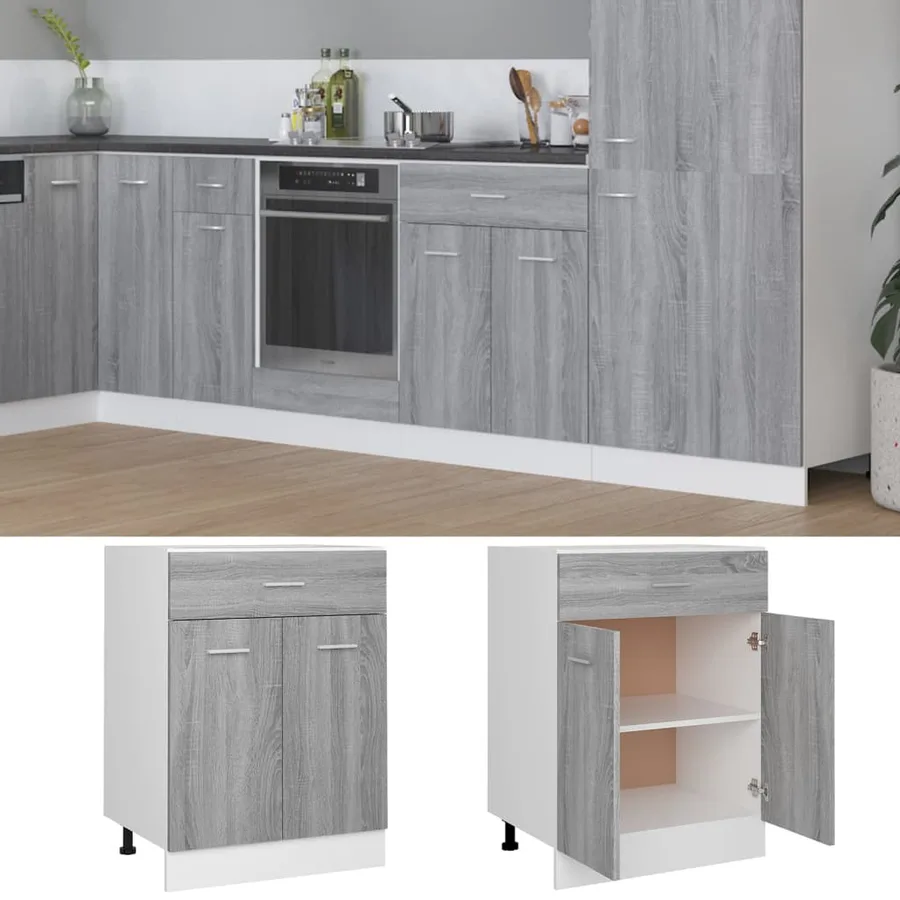 Armoire à tiroirs "Lyon" Gris Sonoma 60 x 46 x 81,5 cm Bois d'ingénierie - 3