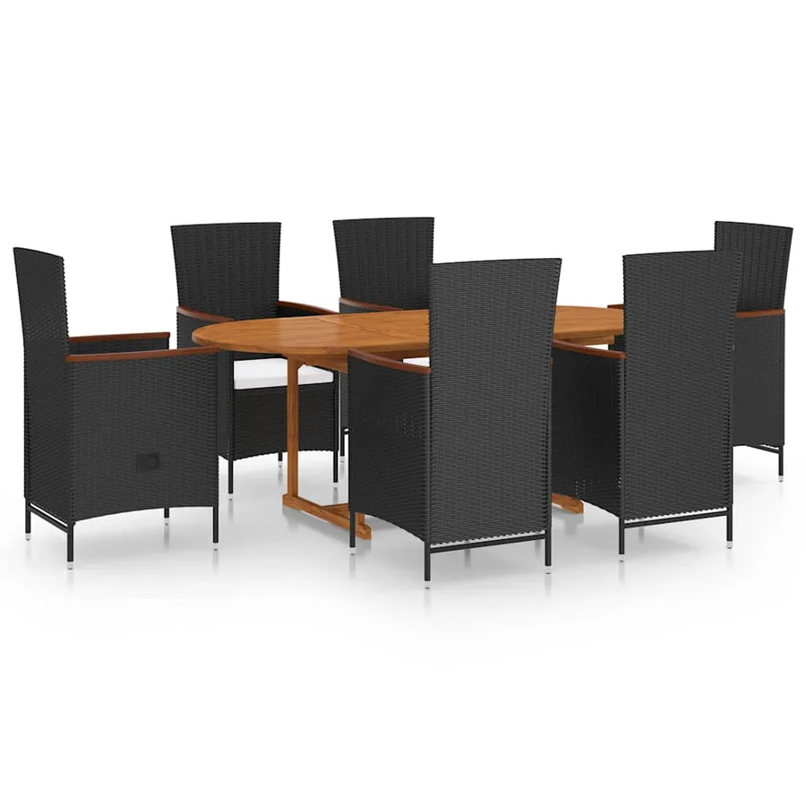 Ensemble à manger de jardin 7 pcs Résine tressée Noir - 2