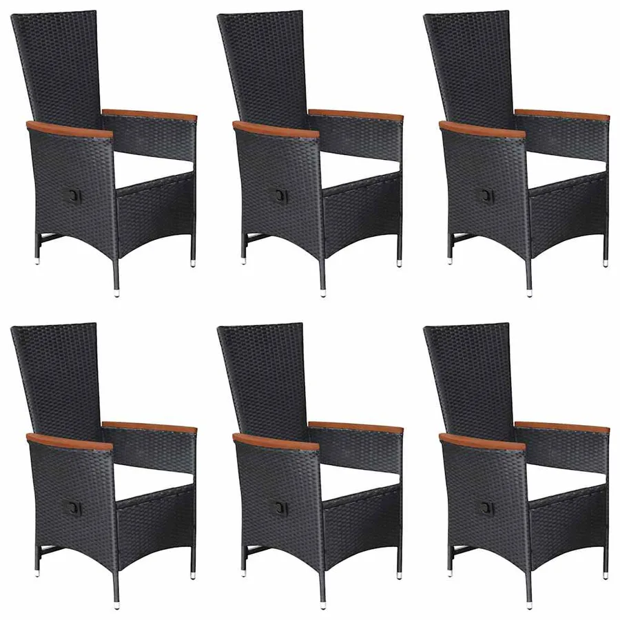 Ensemble à manger de jardin 7 pcs Résine tressée Noir - 3