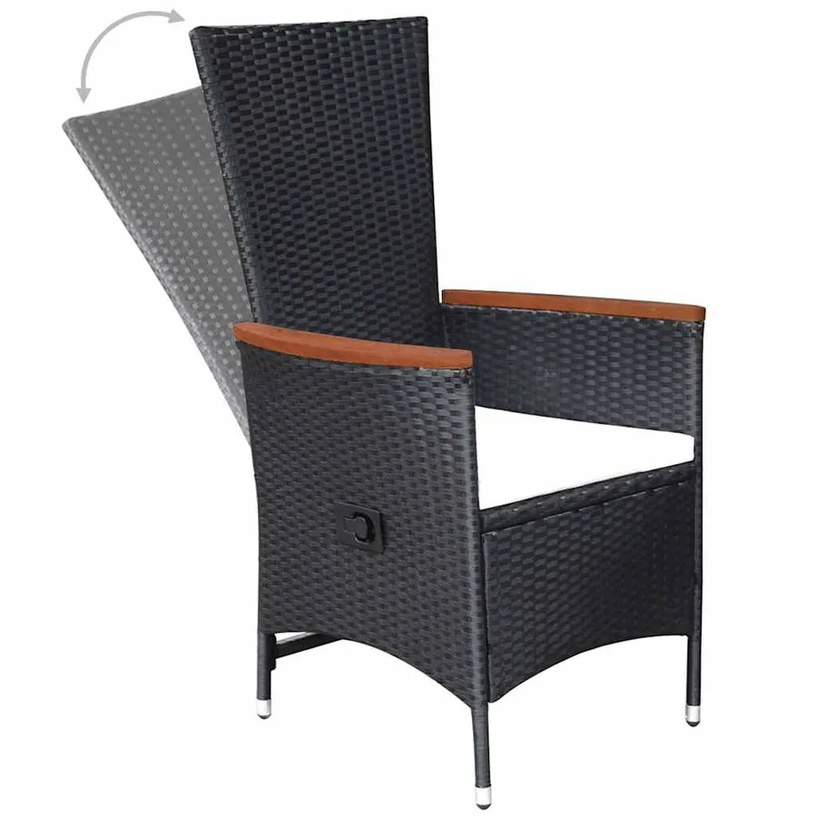 Ensemble à manger de jardin 7 pcs Résine tressée Noir - 5
