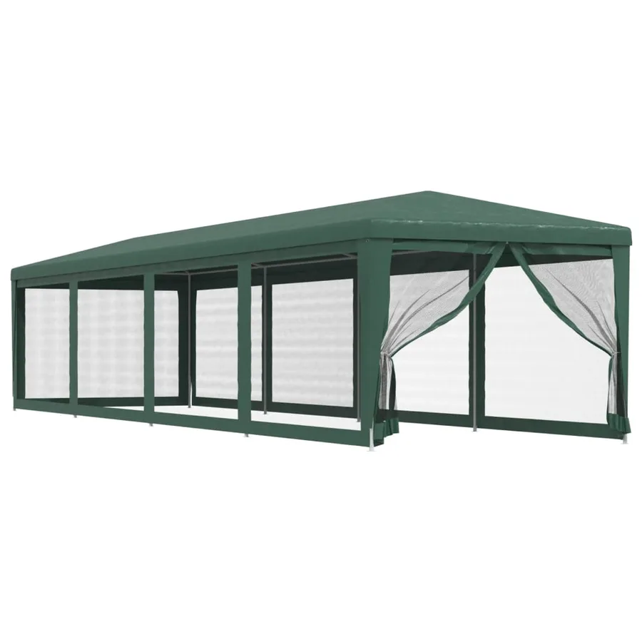 Tente de fête et 10 parois latérales en maille Vert 3x12 m PEHD - 2