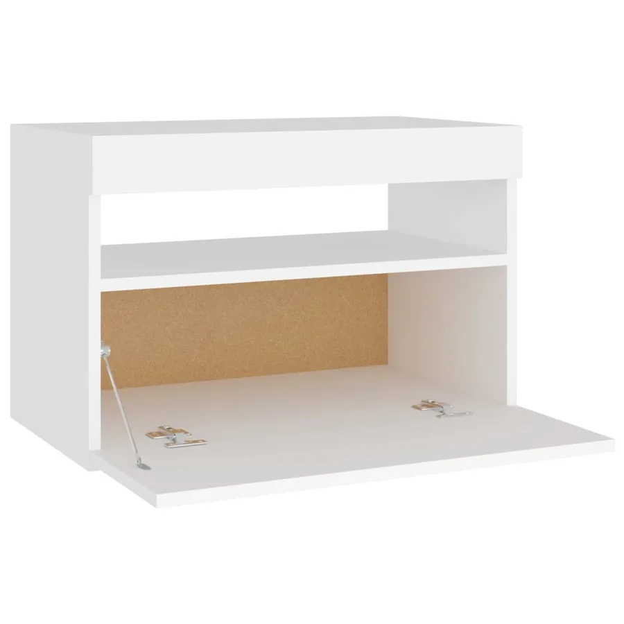 Table de chevet avec lumières LED Blanc 60x35x40 cm - 9