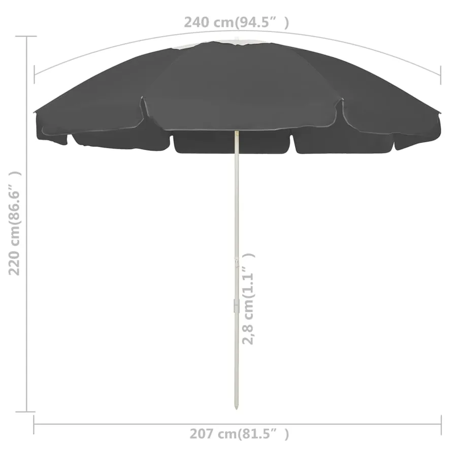 Parasol de plage anthracite 240 cm - 6