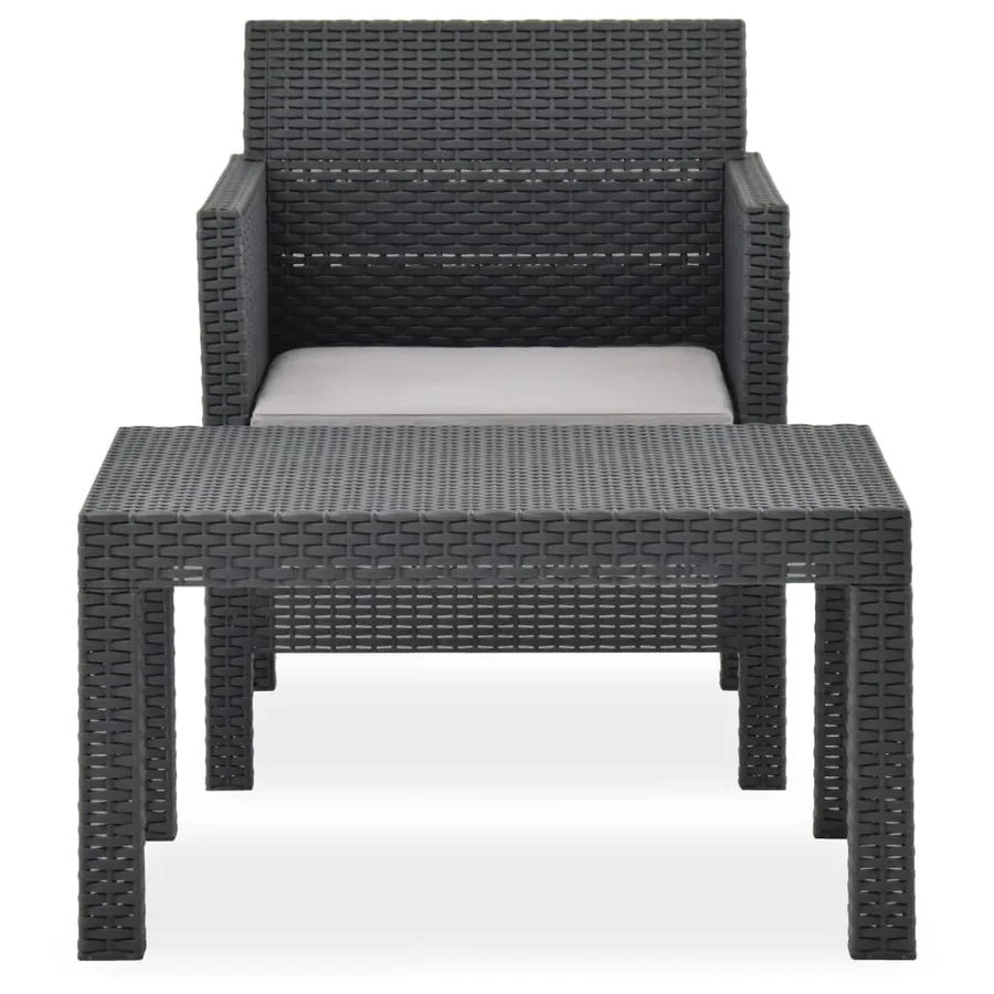 Salon de jardin 2 pcs avec coussin PP Rotin Anthracite - 2