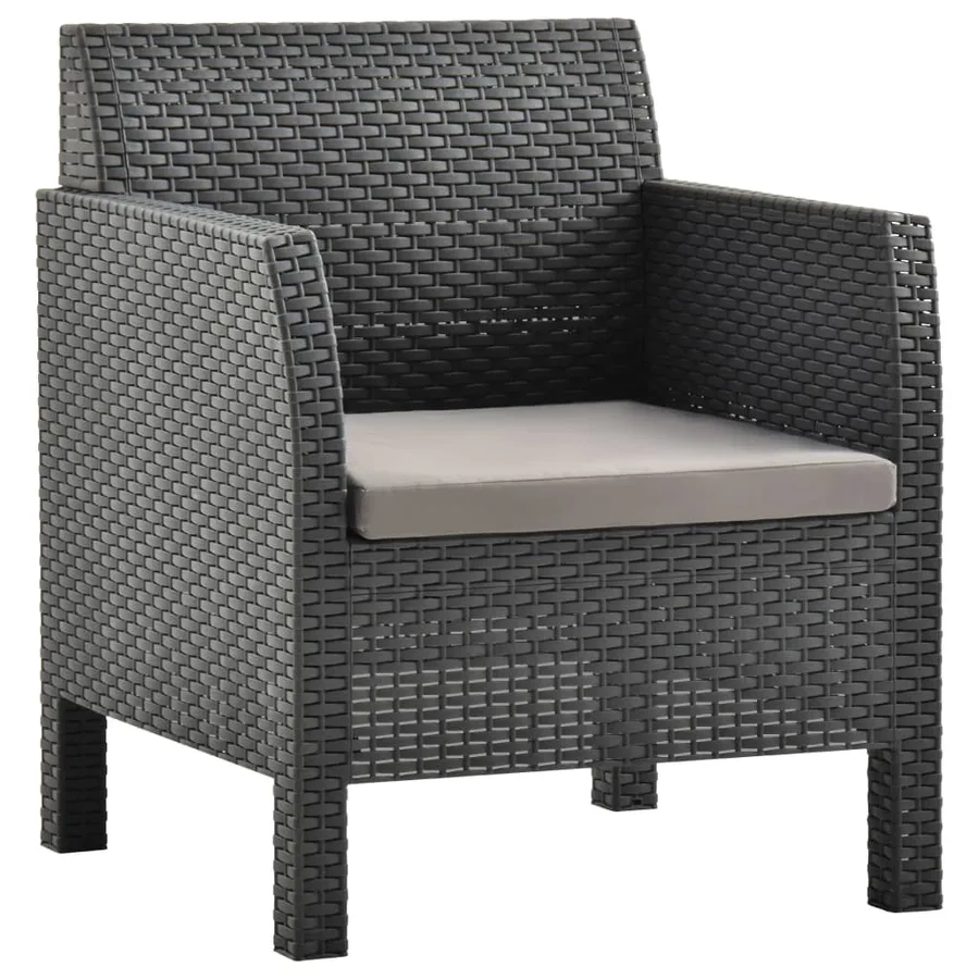 Salon de jardin 2 pcs avec coussin PP Rotin Anthracite - 3