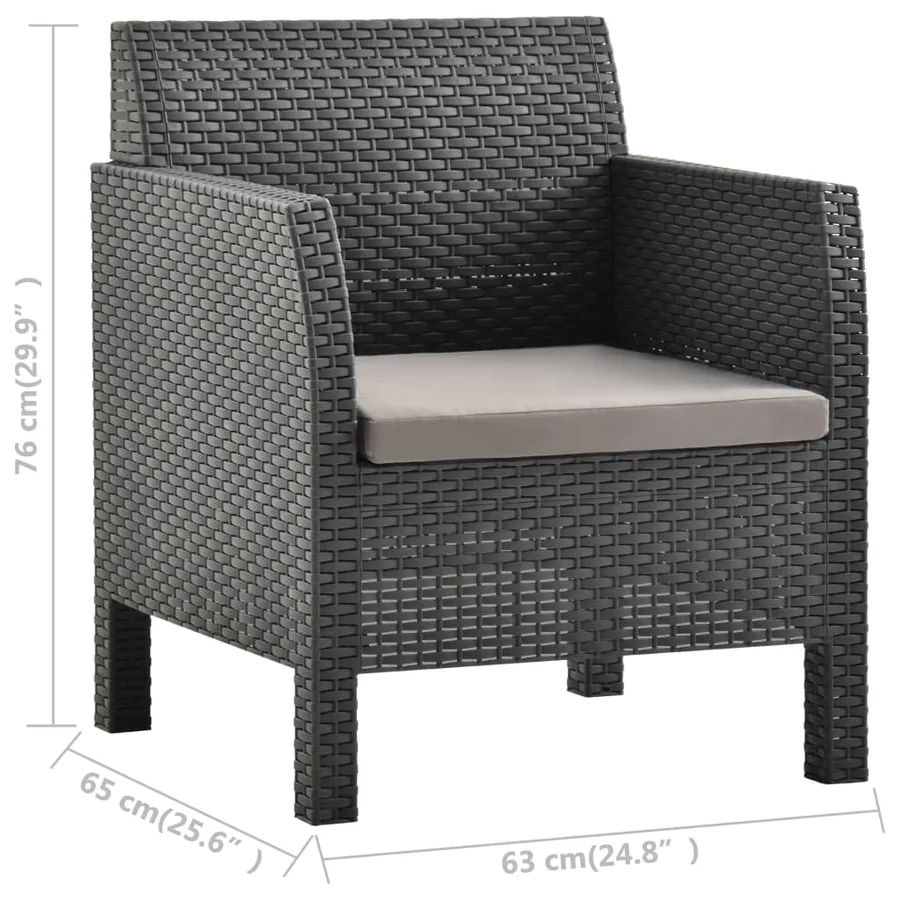 Salon de jardin 2 pcs avec coussin PP Rotin Anthracite - 8