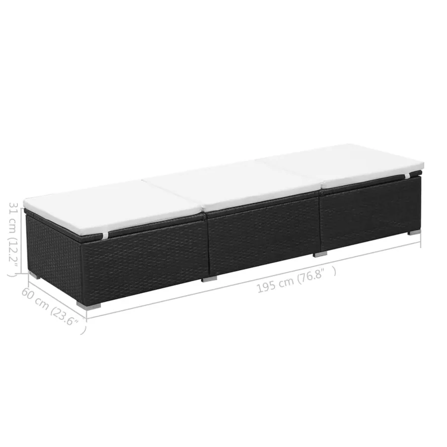 Chaises longues avec coussins lot de 2 Résine tressée Noir - 10