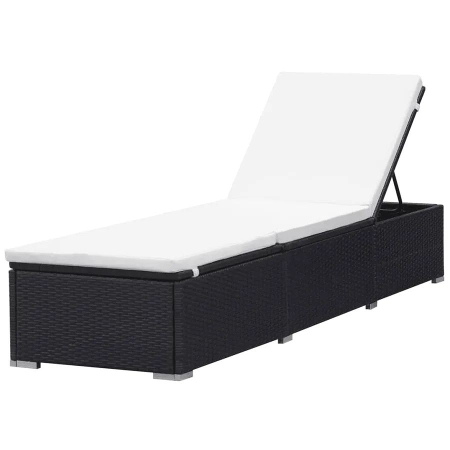 Chaises longues avec coussins lot de 2 Résine tressée Noir - 3