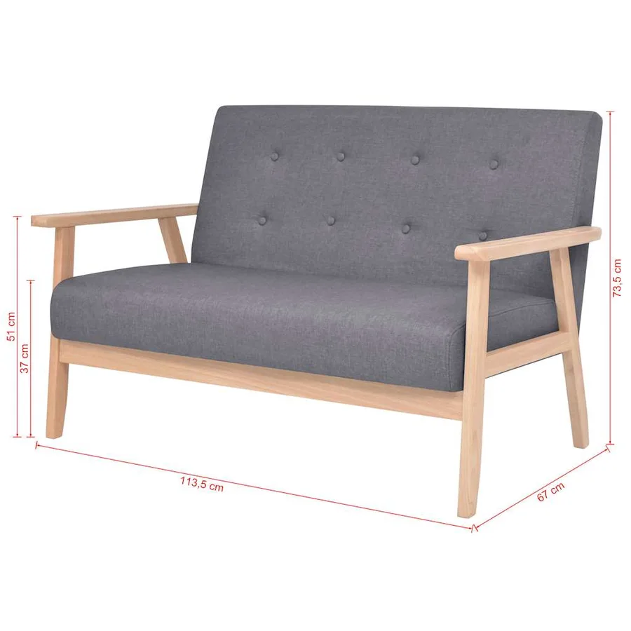Ensemble de canapés 3 pcs Tissu Gris foncé - 12