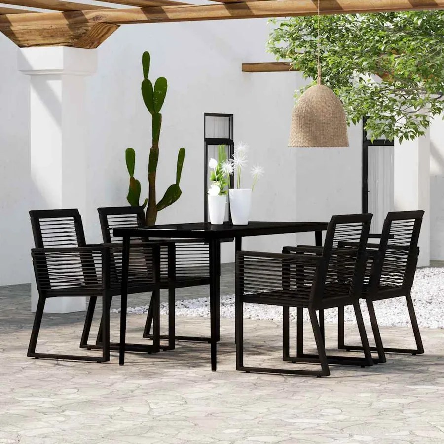 Ensemble à manger de jardin 5 pcs Noir