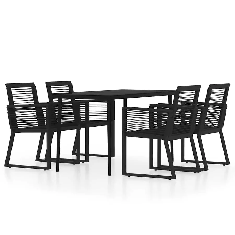 Ensemble à manger de jardin 5 pcs Noir - 2