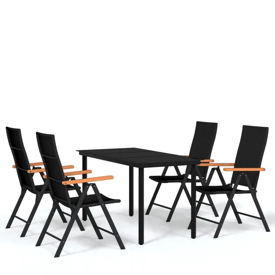 Ensemble à manger de jardin 5 pcs Noir - 2