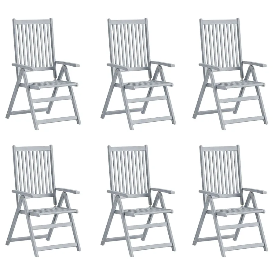 Chaises inclinables de jardin lot de 6 et coussins Bois acacia - 2