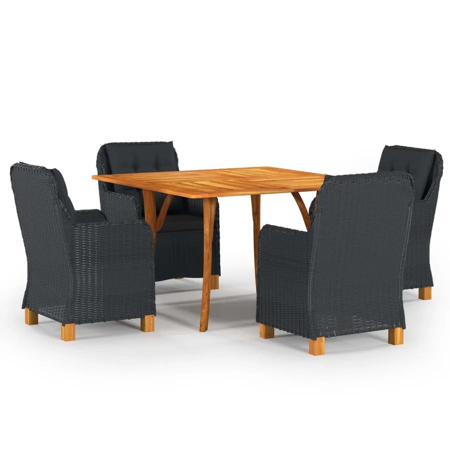 Ensemble à manger de jardin 5 pcs Gris foncé