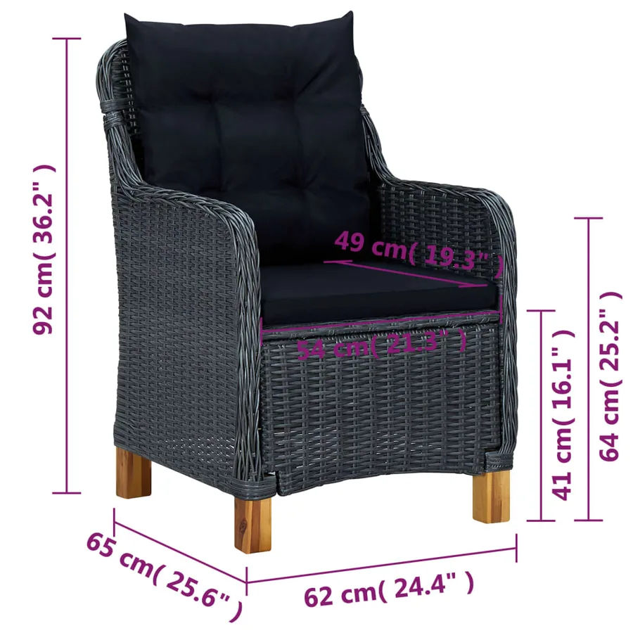 Ensemble à manger de jardin 5 pcs Gris foncé - 9