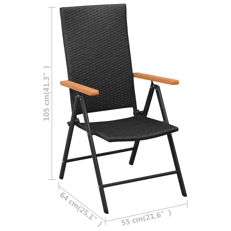 Ensemble à manger de jardin 7 pcs noir et marron - 11