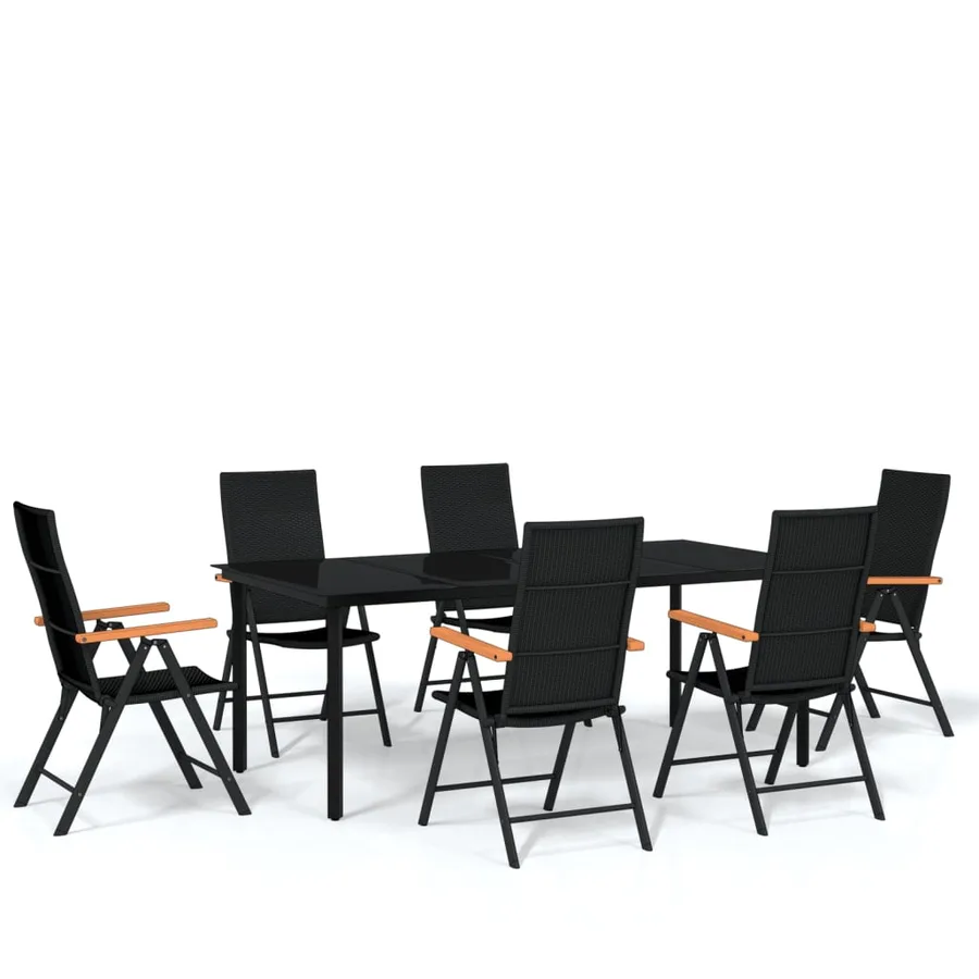 Ensemble à manger de jardin 7 pcs Noir - 2