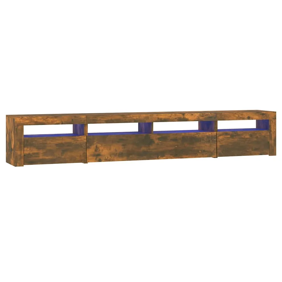 Meuble TV avec lumières LED Chêne fumé 240x35x40 cm - 2