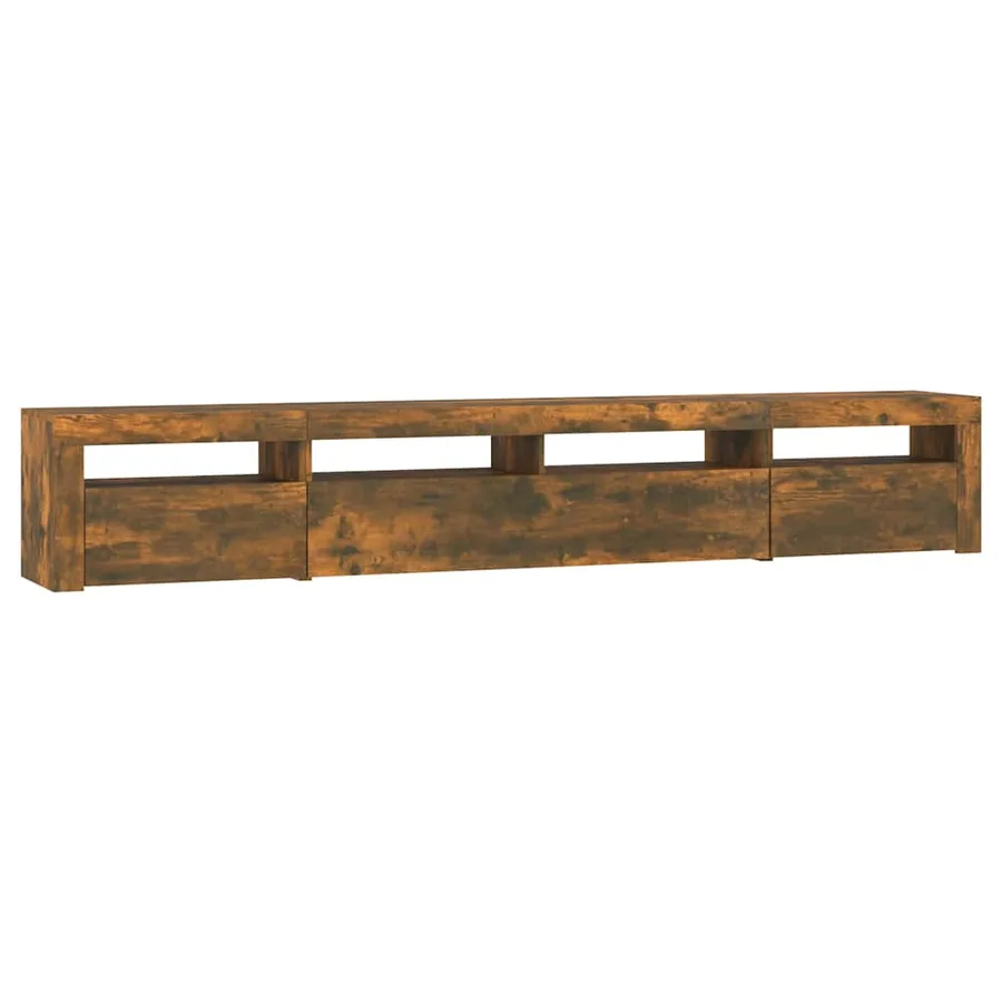 Meuble TV avec lumières LED Chêne fumé 240x35x40 cm - 7