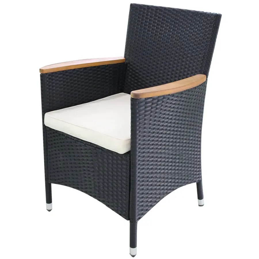 Chaises de jardin lot de 2 avec coussins Résine tressée Noir - 2