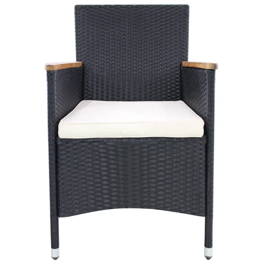 Chaises de jardin lot de 2 avec coussins Résine tressée Noir - 3
