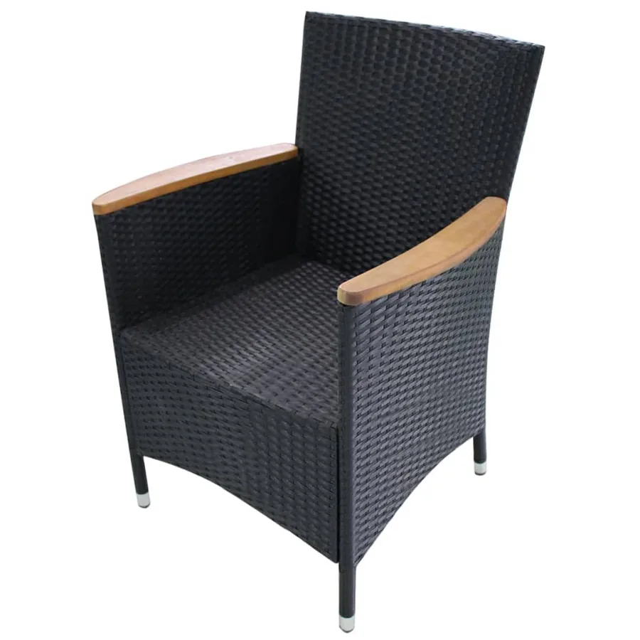 Chaises de jardin lot de 2 avec coussins Résine tressée Noir - 4