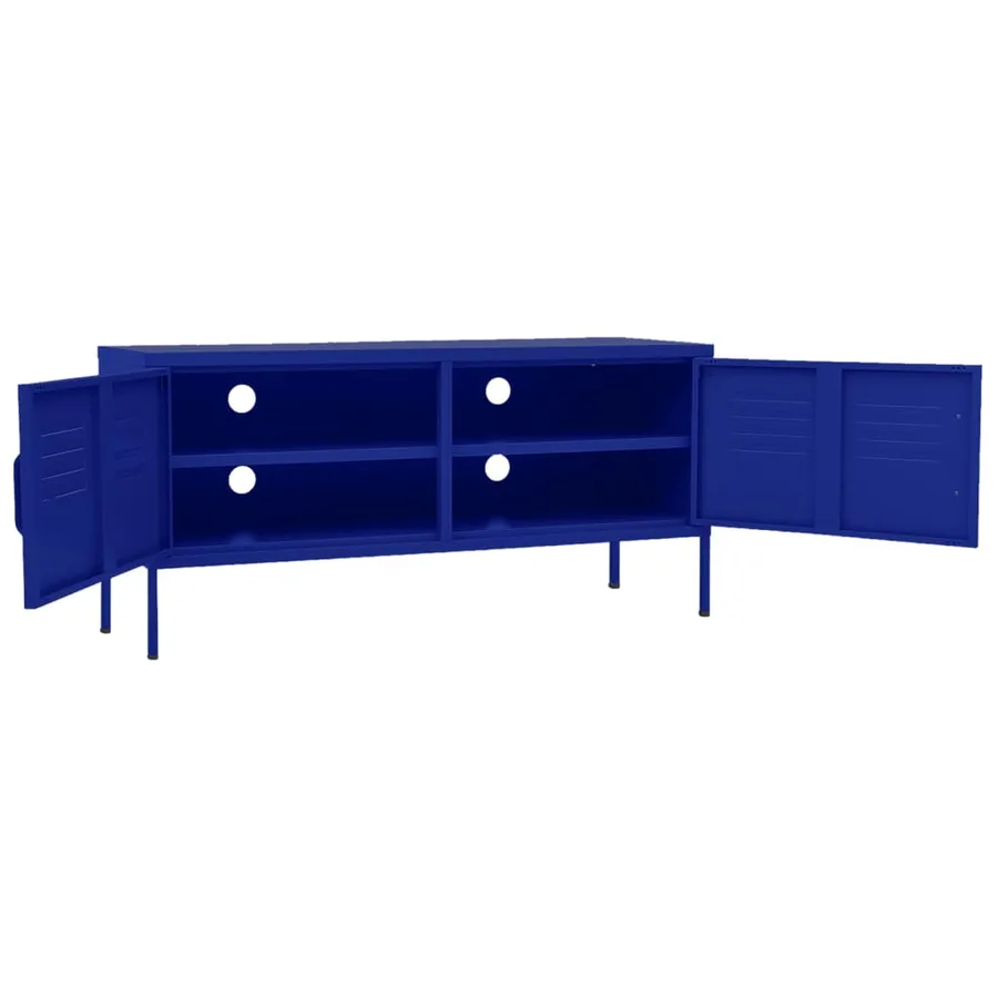 Meuble TV Bleu marine 105x35x50 cm Acier - 6